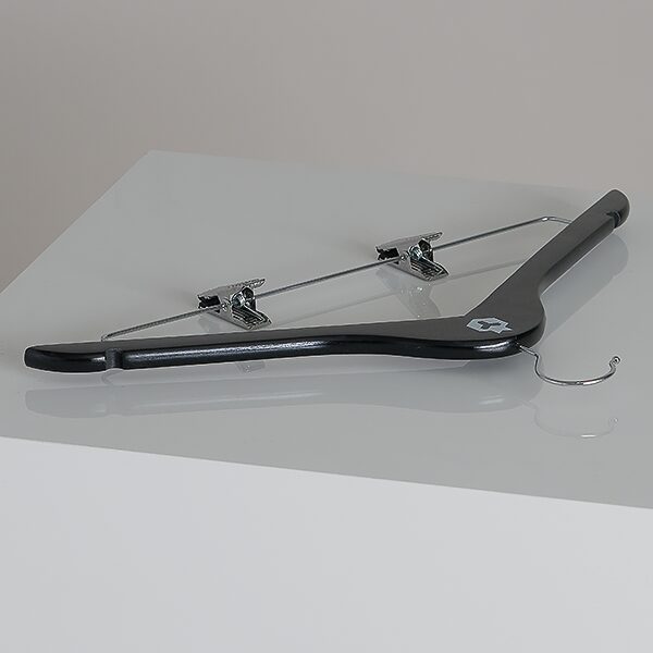 Clothes hanger with skirt clips - black