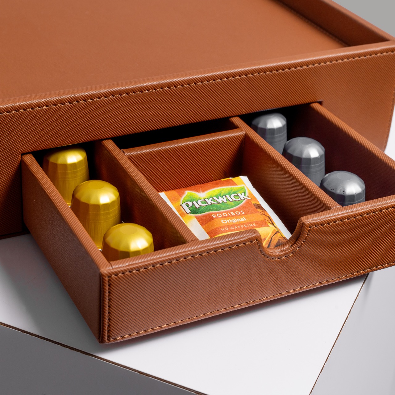 Nespresso tray met lade - bruin