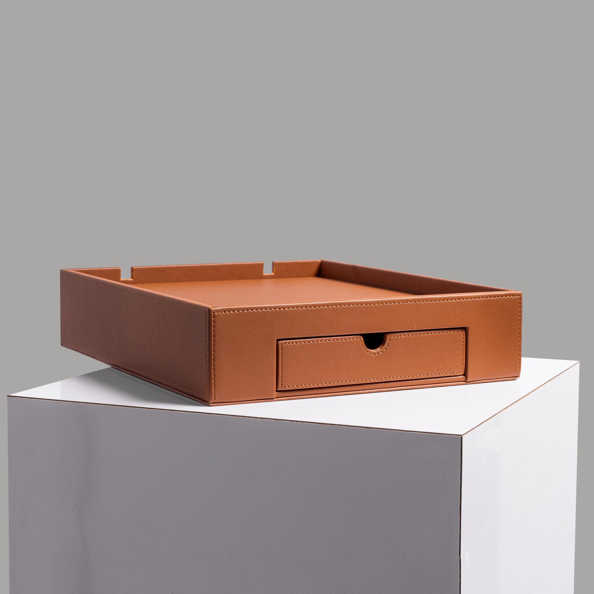 Luxe espresso tray met lade bruin | Ideaal voor koffieaccessoires