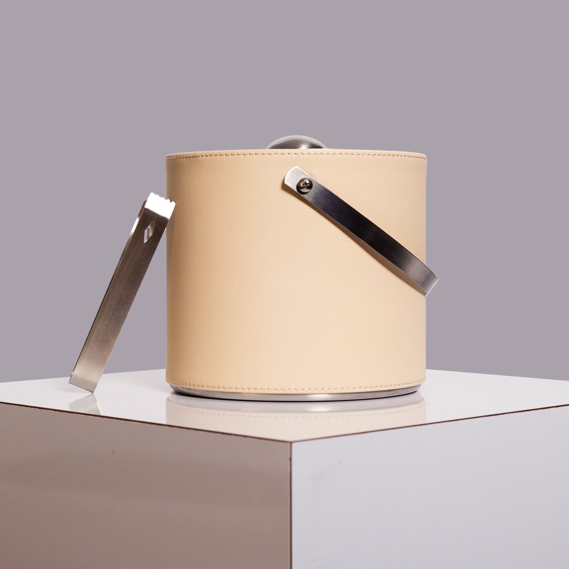 Luxe ijsemmer met tang – beige