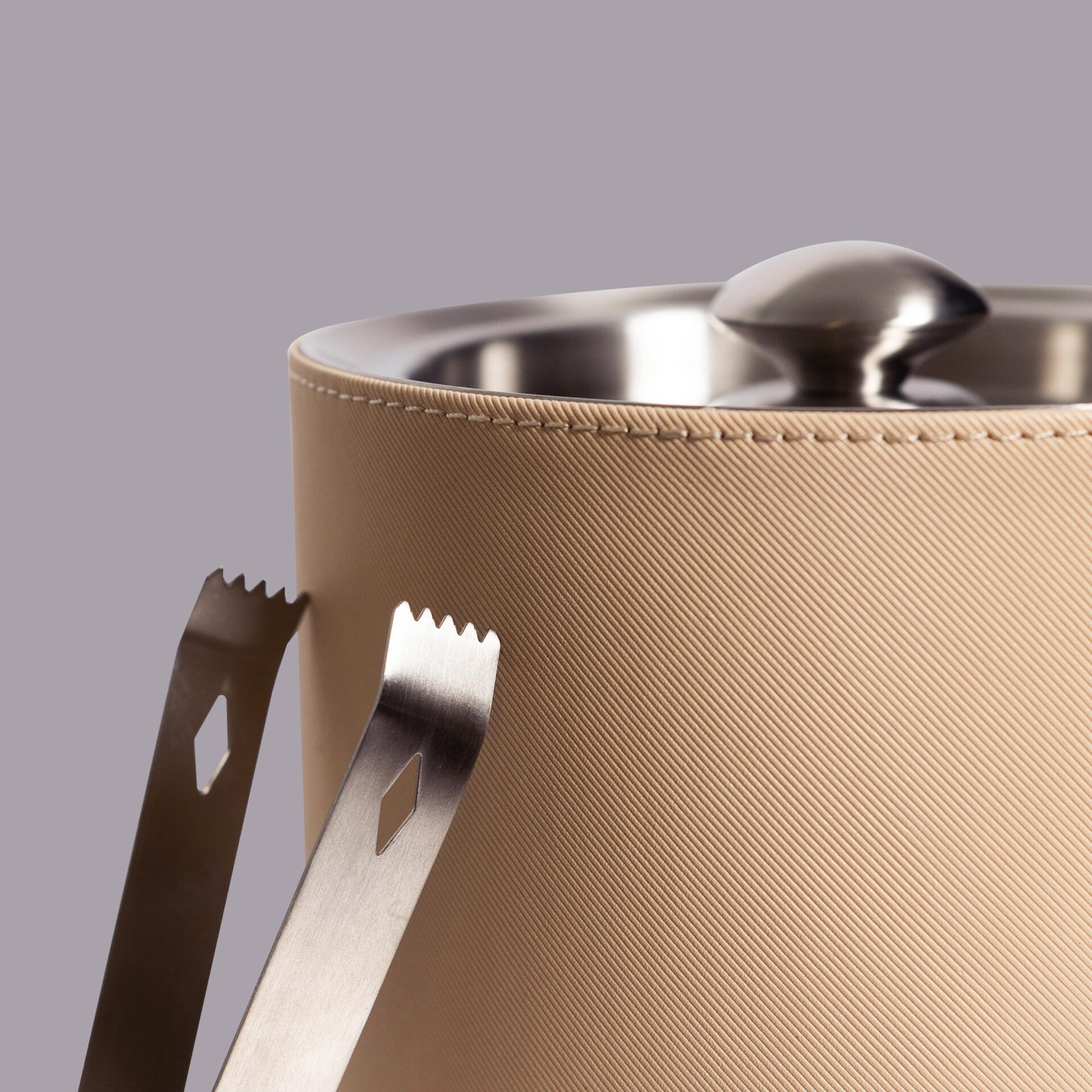 Luxe ijsemmer met tang – beige